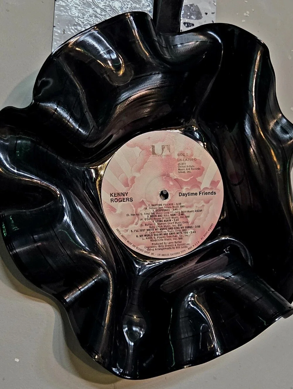 Kenny Rogers Vinyl Record Wall Decor- Art Project- Flower- Man Cave